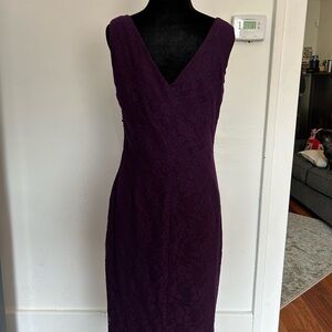 American Living Purple Sheath Cocktail Dress V-Neck Sleeveless